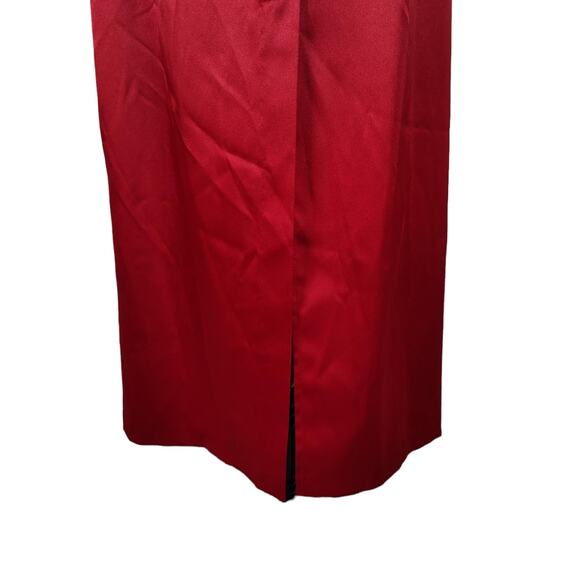 Vintage 90s Red Beaded Stretch Satin Formal Gown Square Neck Sz 10 - Picture 11 of 14